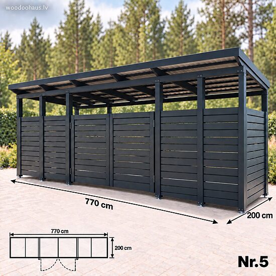 Open-Style Waste Bin Shelter – 5 Bins